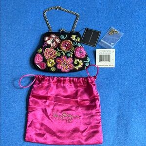 Vera Bradley 25th Anniversary beaded and embroidered Black and Pink Clutch